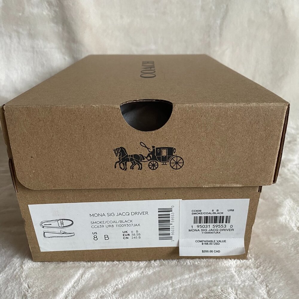 NIB! Coach Women's 8B Mona Driver In Signature Jacquard In Smoke/Black CC639 - Picture 12 of 12